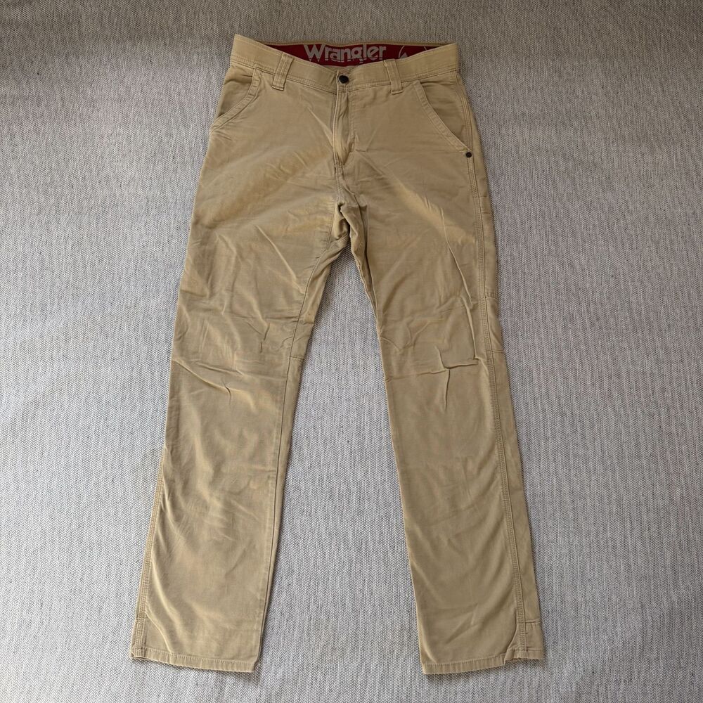 Wrangler WeCare Khaki Pants Mens 30x32 Straight Stretch Casual Chino Beige